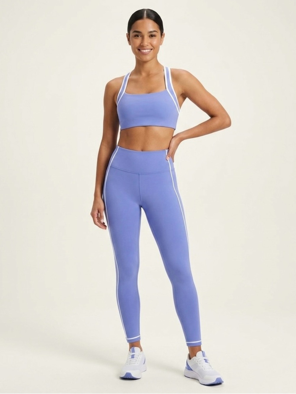 Abercrombie & Fitch Periwinkle Sports Bra with White Trim | Size XL